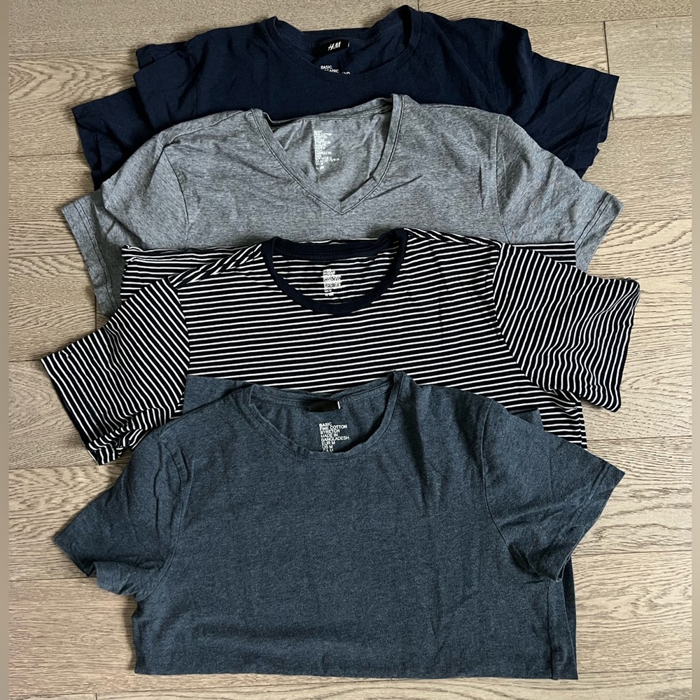 H&M 4 Short Sleeve Cotton Stretch Tees